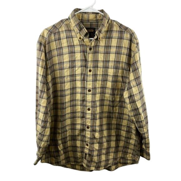 Woolrich Men's Yellow Cotton Plaid Flannel Size M - Picture 4 of 4